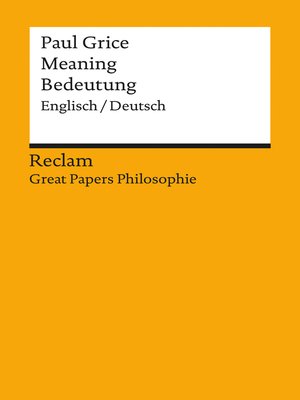 cover image of Meaning / Bedeutung  (Englisch/Deutsch)